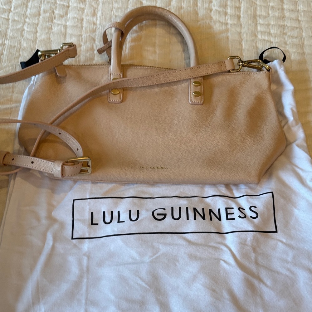 Lulu Guinness Pale Blush Leather Top-Handle Satchel with Gold Hardware!